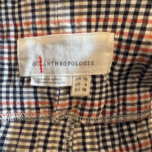 Anthropologie seersucker high waisted cropped ankle pants belted waist plaid - Picture 13 of 16